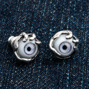 Light Purple Evil Eye Sterling Silver Earrings