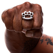 Knuckle Duster Sterling Silver Ring on Hand