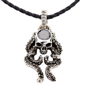 sterling silver gothic skull octopus pendant