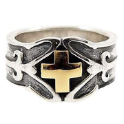 gold cross band ring