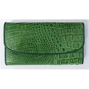 green trifold crocodile skin ladies wallet