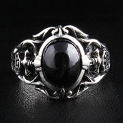 Knight Shield Medieval Black Onyx Sterling Silver Men's Ring