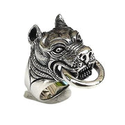 Pitbull Dog Head Silver Ring
