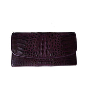 purple women's crocodile skin purse
