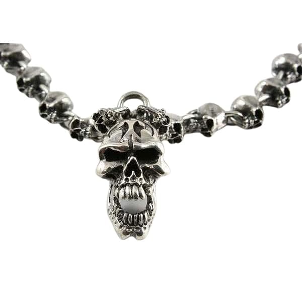 Kuzzoi Lange Kette Totenkopf Schädel Gothic 925 Sterling Silber, In sehr  hochwertiger Juweliersqualität gefertigt
