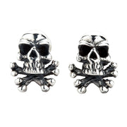 Sterling Silver Skull Bone Studs Earrings-Bikerringshop