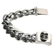 silver skull cuban bracelet