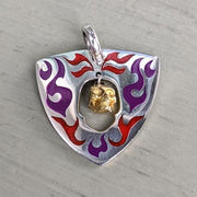 sterling silver skull fancy tattoo guitar pick pendant