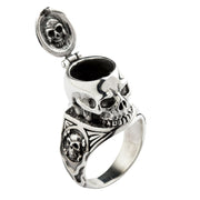 sterling silver gothic skull poison pill box ring