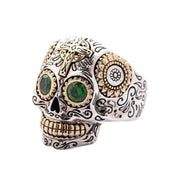 green eye mexican sugar skull ring